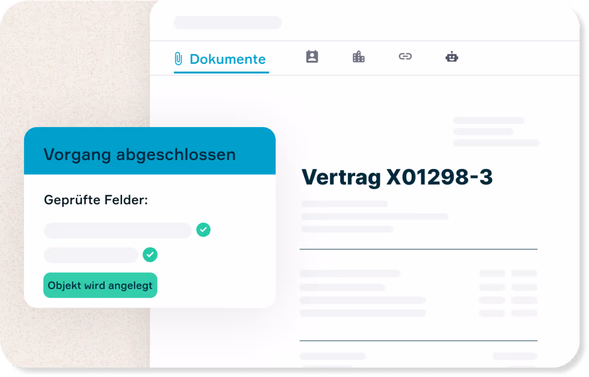 Vertrag angelegt - Vorgang abgeschlossen
